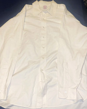 Brooks Brothers Traditional Fit Non-Iron Cotton Dress Shirt White 18-35 Mens