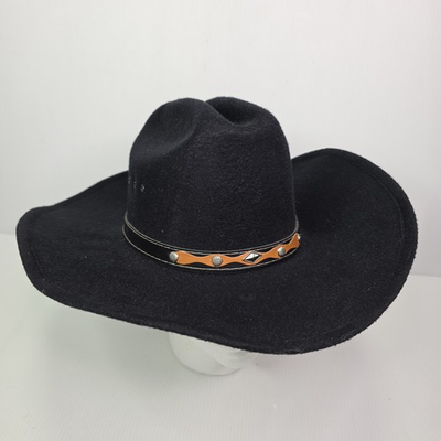 #ad Western Express Inc Faux Felt Wide Brim Black Western Cowboy Hat Size S M $15.38