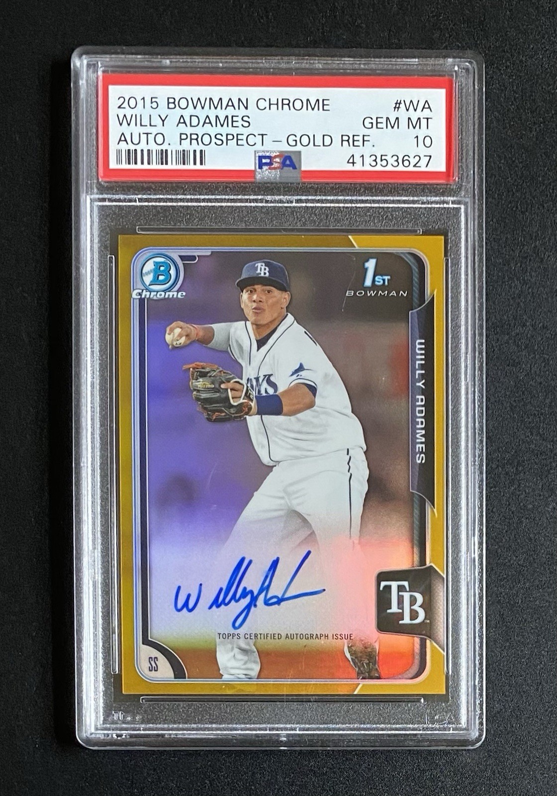2015 Bowman Chrome Willy Adames Gold Refractor Prospect Auto /50 PSA 10 Pop 2