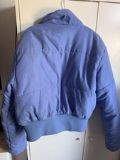 PRETTYLITTLETHING Blue Hooded Puffer Jacket, Short Length, Size M