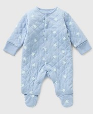Baby Blue Star Quilted Sleepsuit For 0-3 Month Matalan