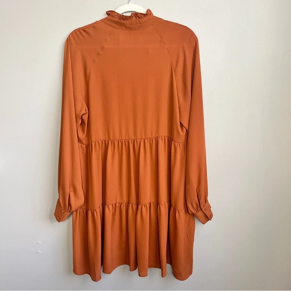 Vestido MSK Para Mujer Mediano Calabaza Naranja Volantes en Niveles Festivo Vacaciones Boho Otoño Foto 2 de 4
