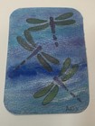 ACEO Original Colorful Art Dragonflies Mixed Media Acrylic, Watercolor  2.5X3.5” — photo 2