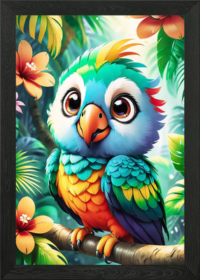 Niedlicher bunter Papagei gerahmtes Wandbild Poster Leinwanddruck Bild