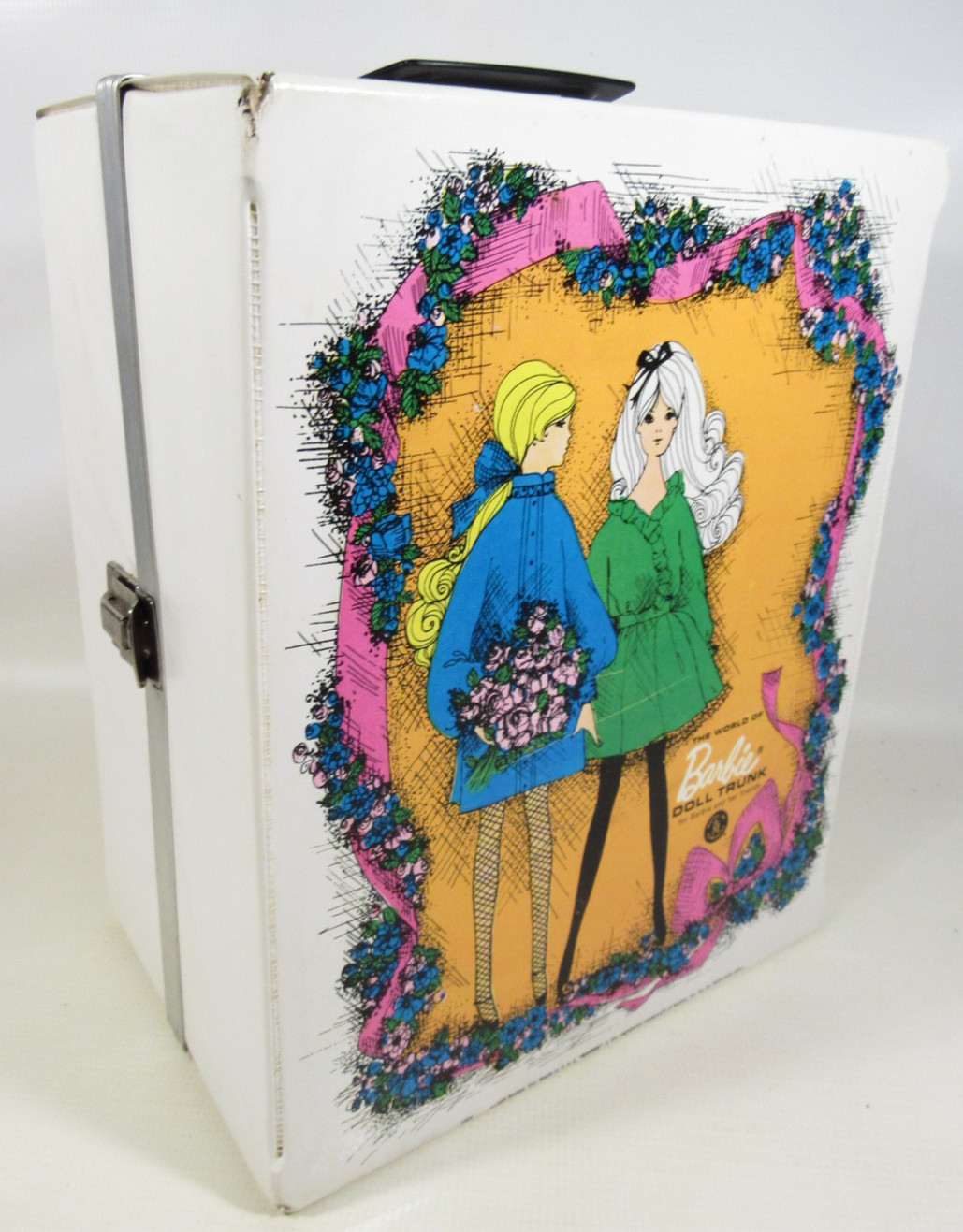 VTG 1968 Mattel World Of Barbie Doll Trunk Carrying Case #1004 w/Hangers GREAT