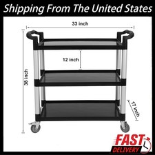 Heavy Duty Utility Cart 360 lbs Capacity 3-tier Service Cart with Wheels US FAST