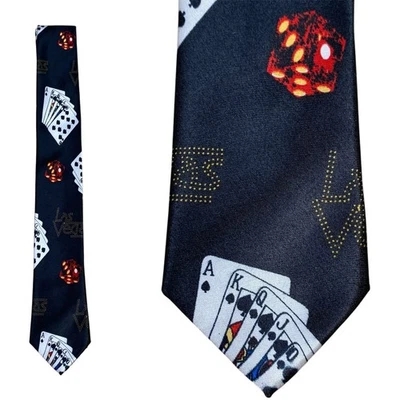 Las Vegas Skinny Krawattenkarten Poker Dice Casino Croupier Dealer Fliege Herren - Bild 1 von 4