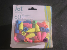 Jot Writing PENCIL Erasers 60 Count Multicolor Solid School Children's