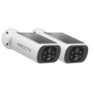 2 Pack ARCCTV 2K Solar Powered Security Cameras Outdoor IP CCTV Full Color Night