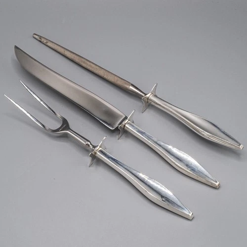 Reed & Barton Lark Sterling Silver Large Carving Set Knife Fork Sharpener