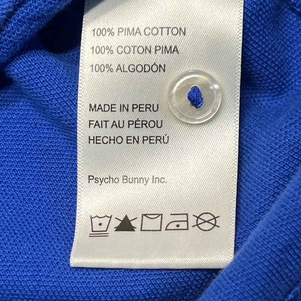 Psycho Bunny Kids Blue Bunny Bone Print Short Sleeve Polo Shirt Size 18-20 XLG - Image 4 of 4