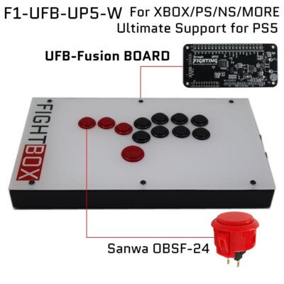 FightBox F1-UFB-UP5 All Button Leverless Arcade Game Controller for PS4 PS3 PC
