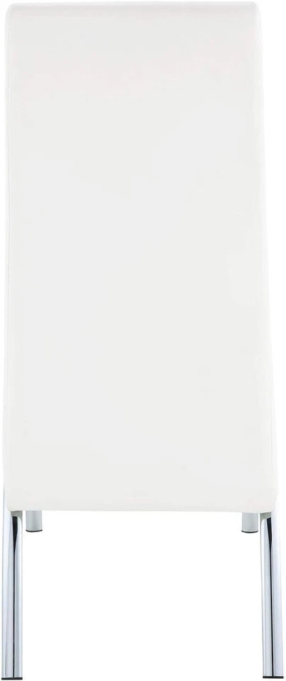 Acme Pervis Silla Lateral Tapizada Cuero Sintético en Blanco y Cromo, Juego de 2 Foto 4 de 4