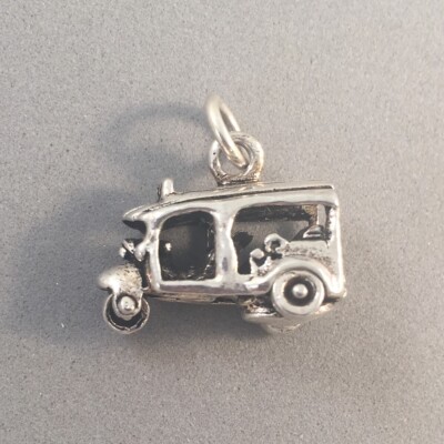 .925 Sterling Silver 3-D TUK-TUK CHARM NEW Pendant Thailand Rickshaw 925 TA27