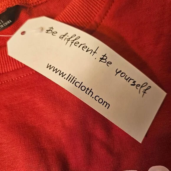 VETEMENTS Felpa Lilicloth Funny Coordinator Novità Grafica Umorismo Rossa Taglia L