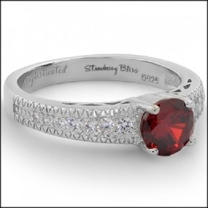 Authentic SHINY CANDY RING Red Sophisticated Strawberry Sterling Silver/White Gold Plated