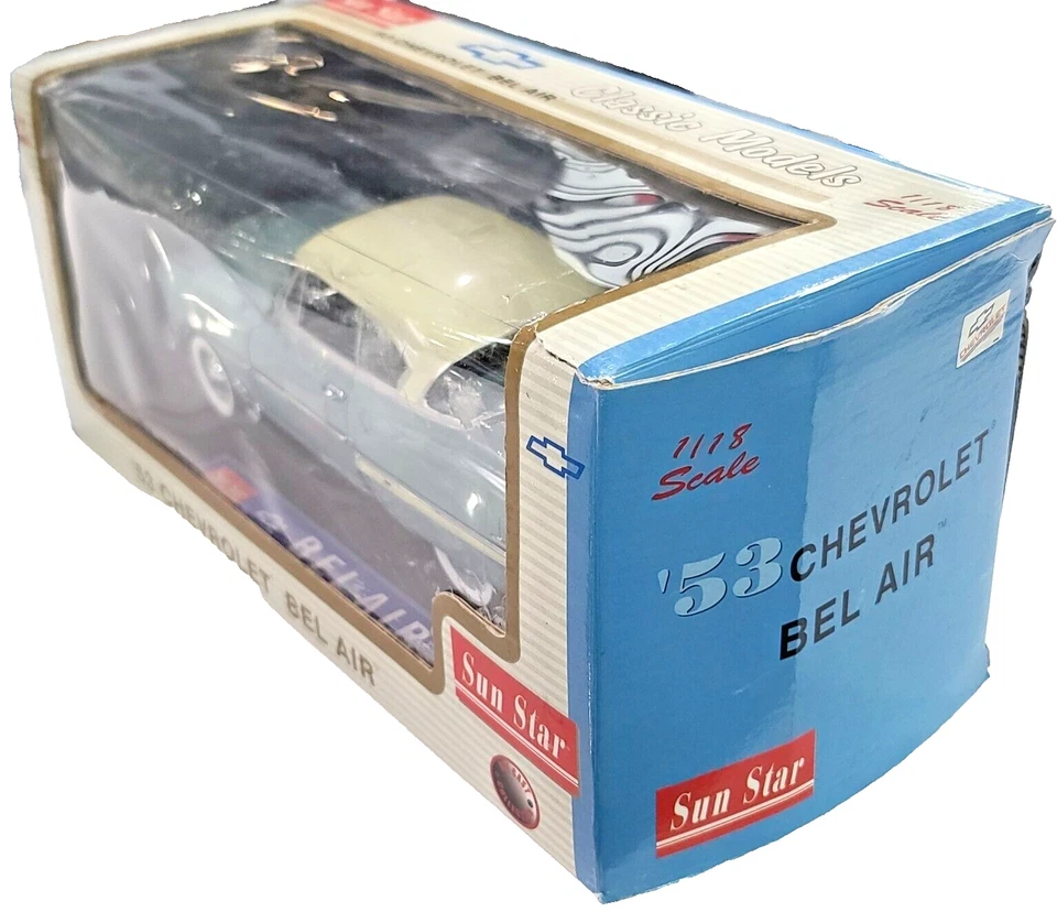 Vintage 1953 Chevrolet Bel Air 1/18 scale Blue Diecast Car by Sun Star - Image 4 of 4