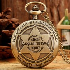 Vintage August 13 1896 State Unisex Quartz Pocket Watch with 80cm Necklace Chain
