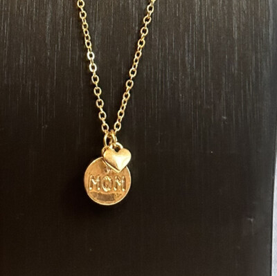 Modern Gold Tone Heat Mom Pendant Charm Chain Necklace