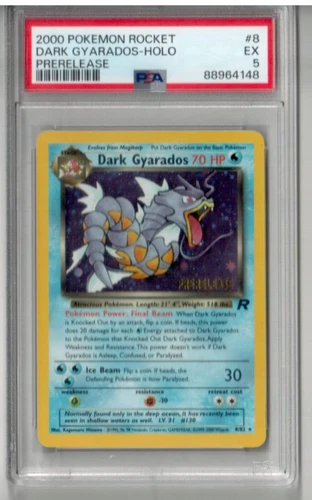 2000 POKEMON ROCKET #8 DARK GYARADOS HOLO FOIL CARD PSA 5 PRERELEASE
