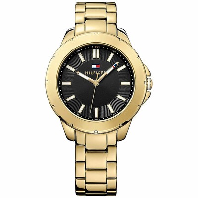 Hilfiger Damenuhr Tommy Hilfiger Uhr Schwarz Gold Tommy Hilfiger