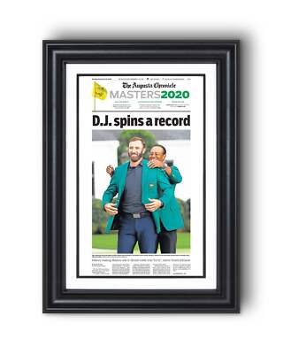 2020 PGA Masters Champion Dustin Johnson Framed Front Page Newspaper Print