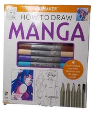 ArtMaker HOW TO DRAW MANGA: 4 Dual-Ended Manga Markers, Fineliner, 32 Page Book!