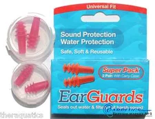 EarGuards Water Sound Swim Ear Plug Protection Soft Reusable Case 2 Pair 32201