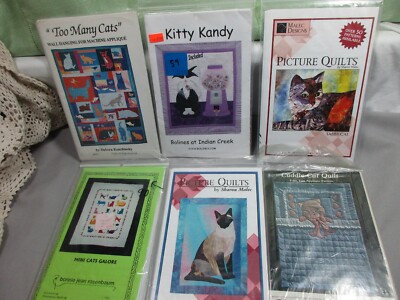 Lot of 6 quilt patterns Too many Cats Mini Cats Glore Cuddle Cat Picture quilts