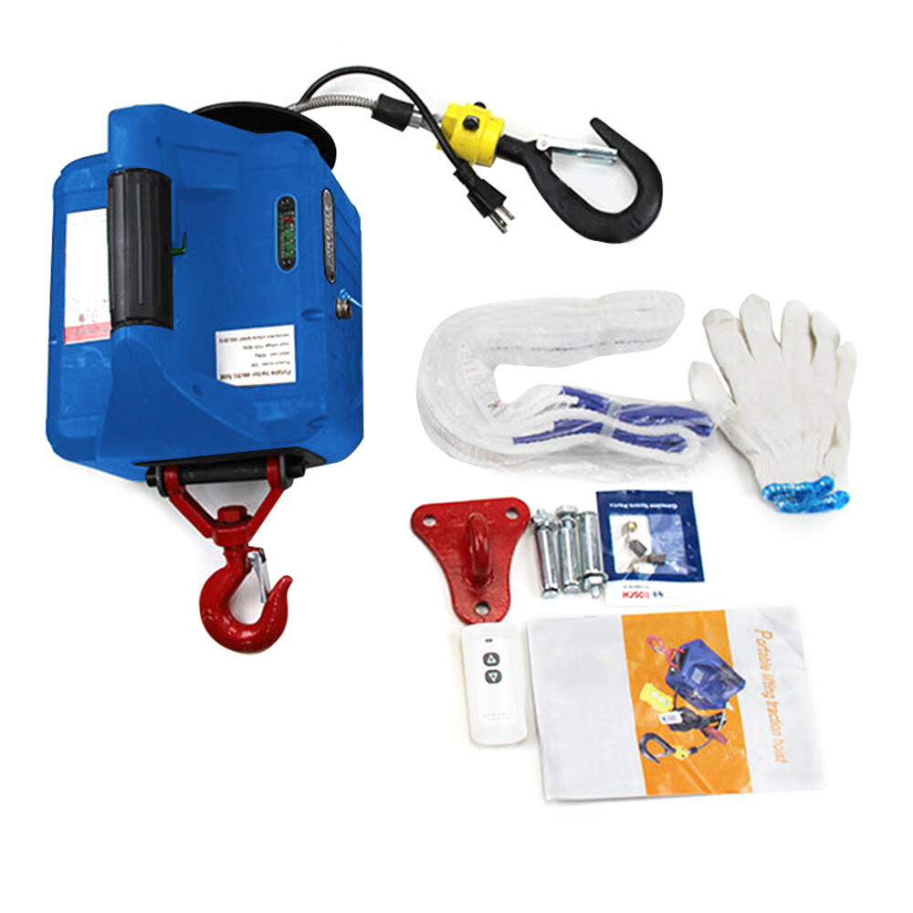 3-in-1 Electric Hoist Winch – 500kg Capacity, 220V 1500W, Wireless & Wired Remote, 7.6m Lift Height