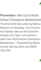 Alex Cora Pawtucket Red Sox Bobblehead - World Series Manager Boston Red Sox