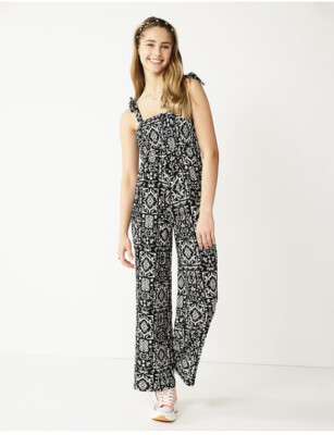 SO Ladies/Juniors Sleeveless Smocked Wide Leg Jumpsuit Black