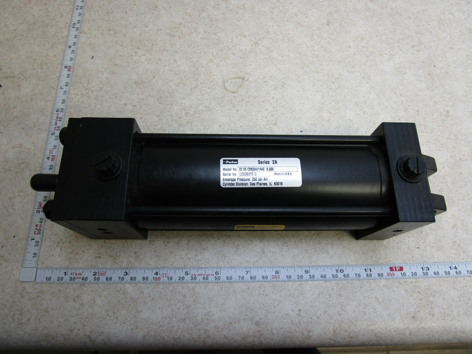 Parker Series 2A, 02.50 CBB2AU14AC 6.000 Pneumatic Air Cylinder 250PSI