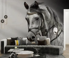3D Horse Animal Close-up Self-adhesive Removable Wallpaper Murals