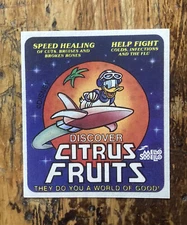 Vtg '80s Mello Smello DONALD DUCK Scratch Sniff ORANGE Sticker Mission Nutrition