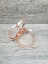 Indiana Glass  Pink Center Handled 2 Part Relish w/ Floral Cutting Line 243 