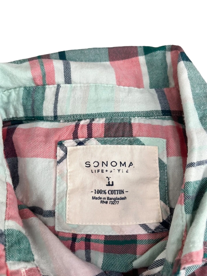 Sonoma Womens Multicolor Plaid Blouse L - Imagem 4 de 4