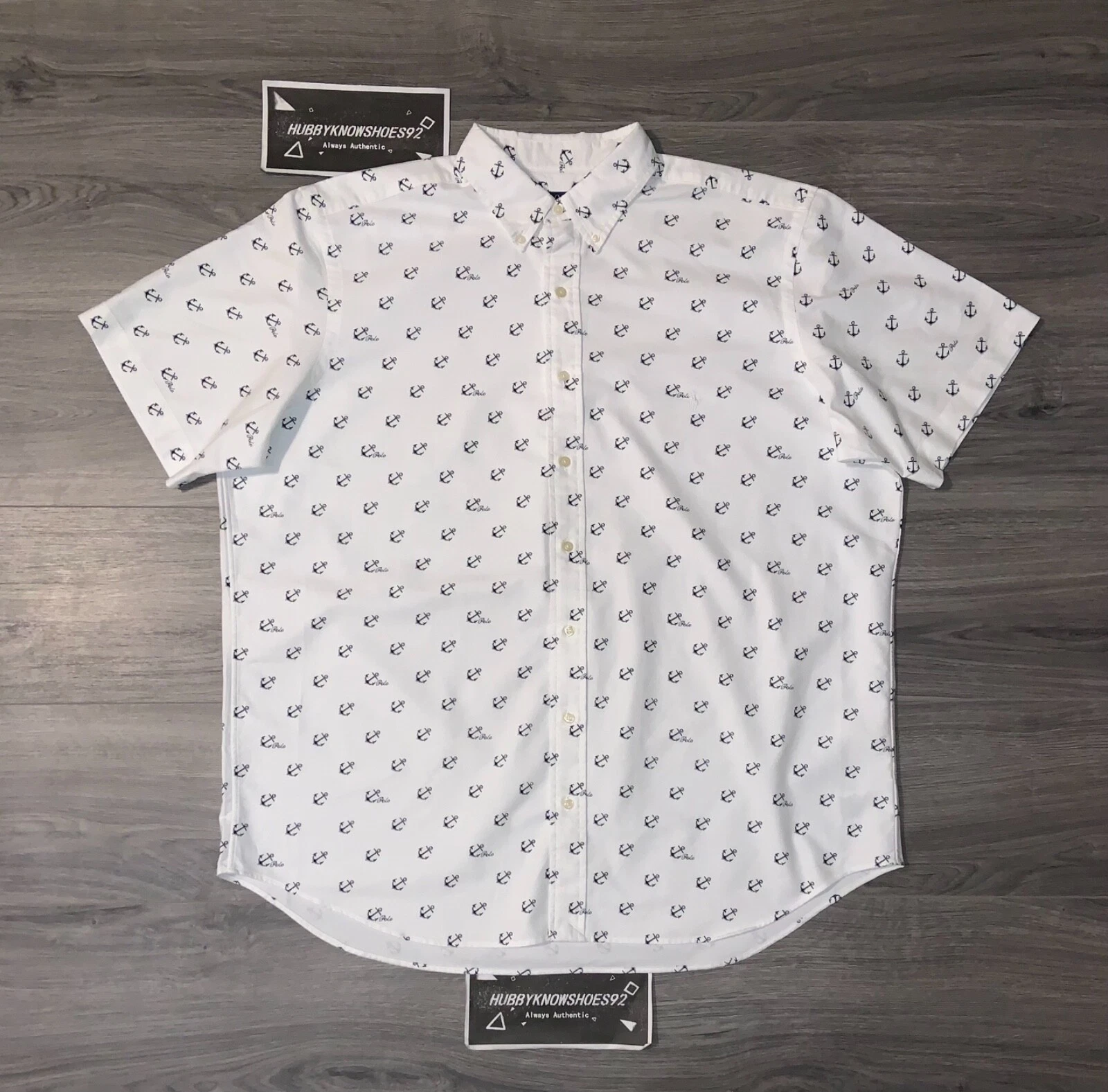 POLO RALPH LAUREN Men’s Big & Tall White All Over Anchor Print Oxford Shirt
Opens in a new window or