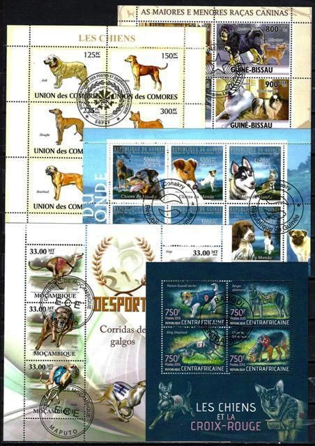 Chiens lot de 10 séries oblitérés en feuillet - Photo 2/2