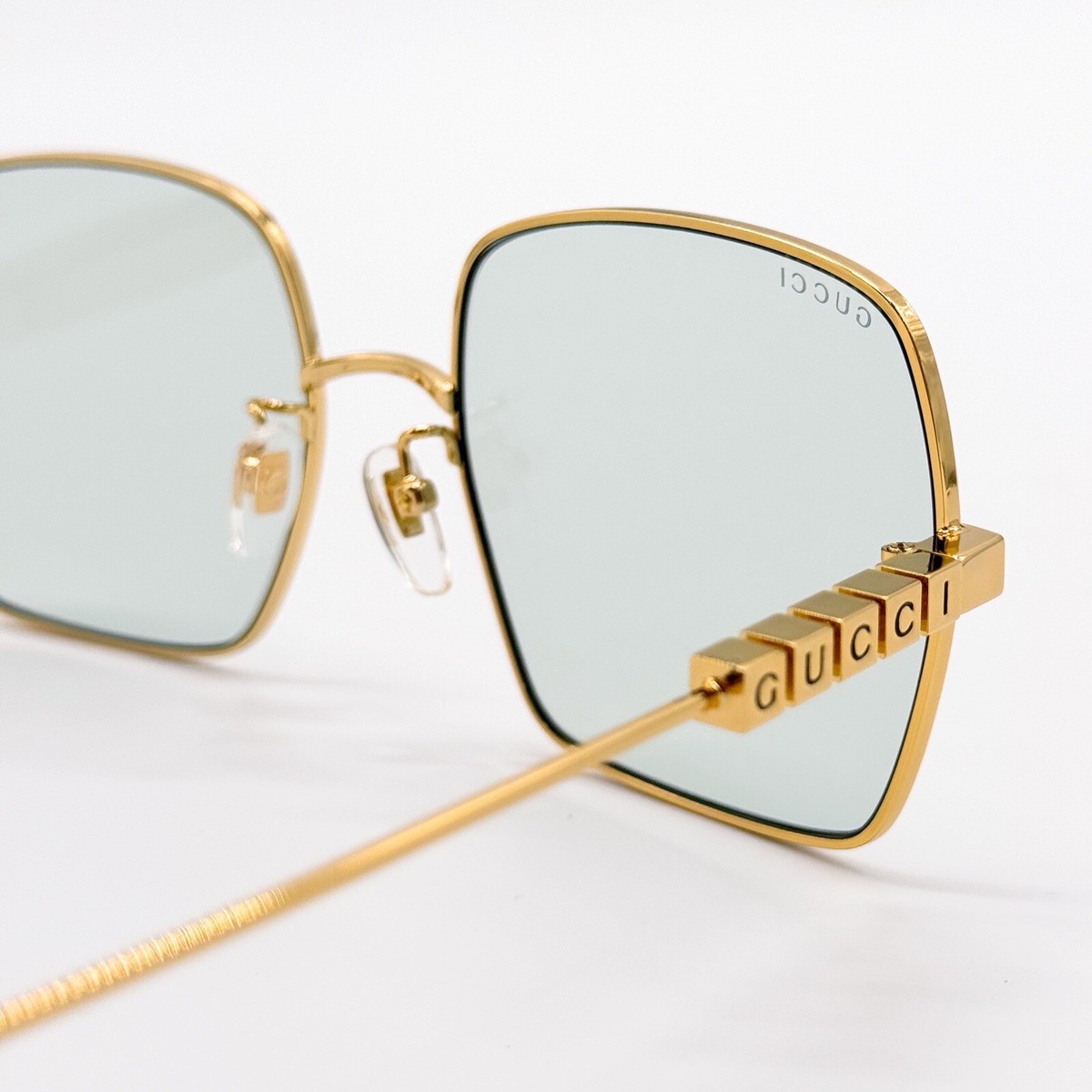 NEW GUCCI GG1434S 003 SQUARE GOLD GREEN WOMEN SUNGLASSES GUCCI NEW GG1434S 003 GUCCI GOLD GREEN SQUARE METAL WOMEN GUCCI  main image 3