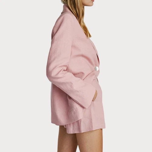 Jillian Boustred Women’s Blazer Linen Pink Size M VGUC Jacket RRP $700+ - Picture 2 of 14