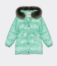 Yves Salomon Ys Army A Line Jacket Jade Green With Fox Fur Hood Bnwt