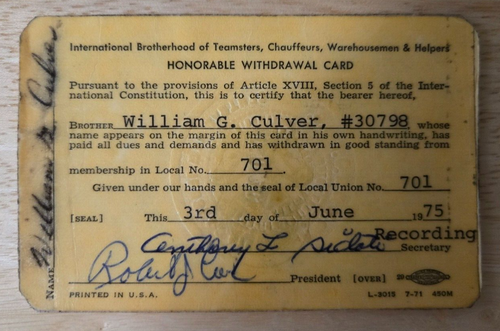 TEAMSTER WITHDRAWAL CARDS. LOCAL 701 TRUCK DIRVERS & 843 UNITED BREWERY WORKERS - Picture 4 of 8