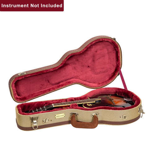 Crossrock Master Series F-Style Mandolin Case | Classic Fabric Tweed Exterior - Picture 3 of 13