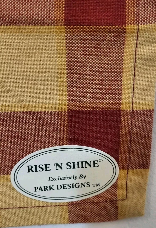 Park Designs  Rise & Shine Buffalo Check Napkins (4) Runner Pot Holder Rooster - Image 3 of 4