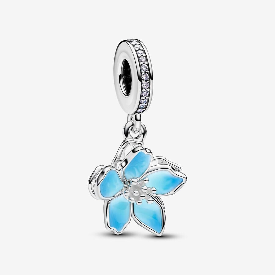 Pandora Japan Cherry Blossom Dangle Charm Blue New Freeship