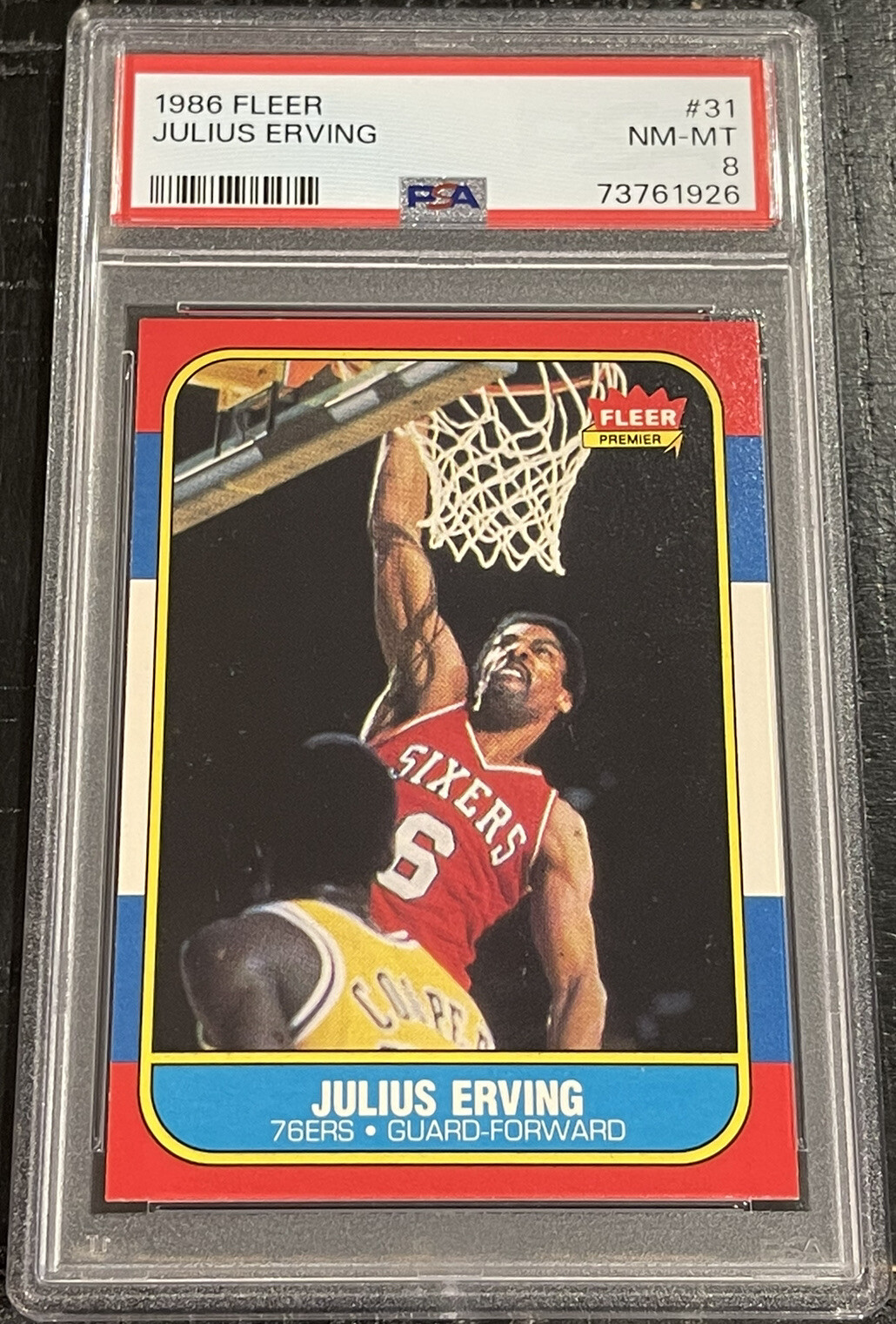 1986 Fleer Julius Erving PSA 8 NM-MT (JUST GRADED) #31 76ers ~~1926
