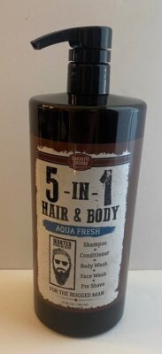Smooth Groom Men's LARGE 32 oz 5 in 1 Body Face Wash Shave Shampoo Aqua Fresh