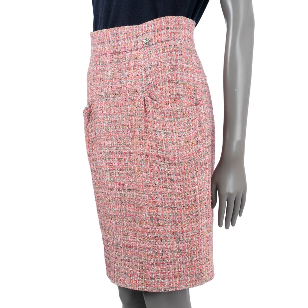 68266 auth CHANEL pink & multicolor 2014 14P TWEED Skirt 38 S | eBay