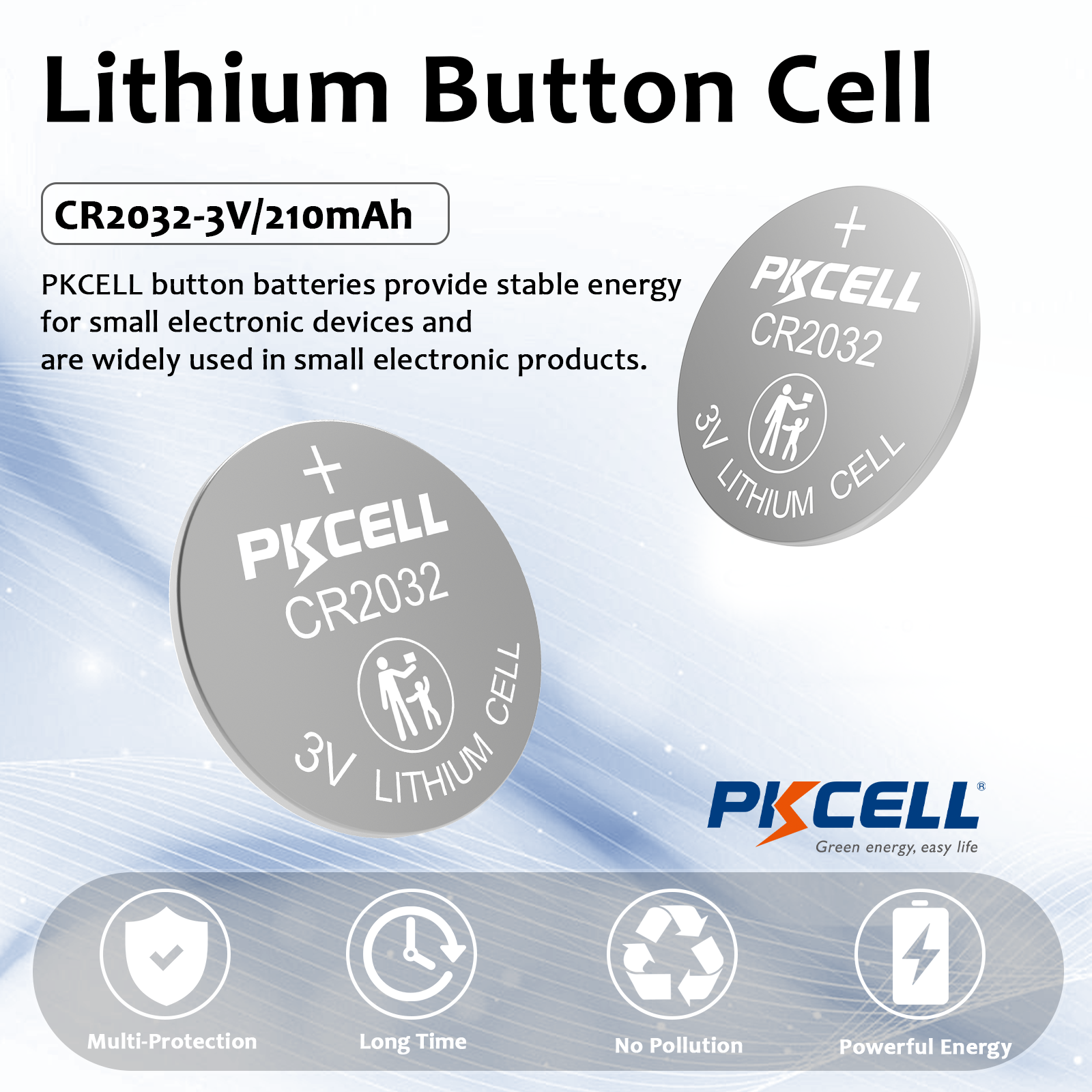 5x Pila PKCell CR2032 3V Bottone Litio DL2032 5004LC Batteria Orologio Scad 2028